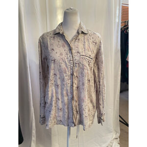 Women's Victoria’s Secret Beige Purple Patterned Pajama Top S